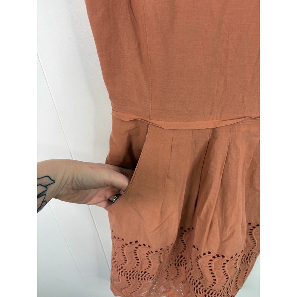 ❣️5/$25 J.Crew Delaney Peach Eyelet Mini Dress Size 00 Sleeveless Coquette - Picture 8 of 8